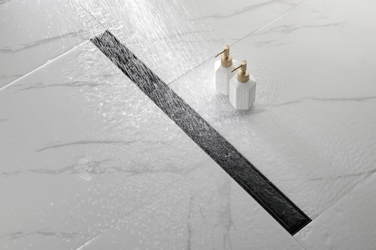 Modern 36 Inch Linear Shower Drain with Removable Cover and Hair Strainer