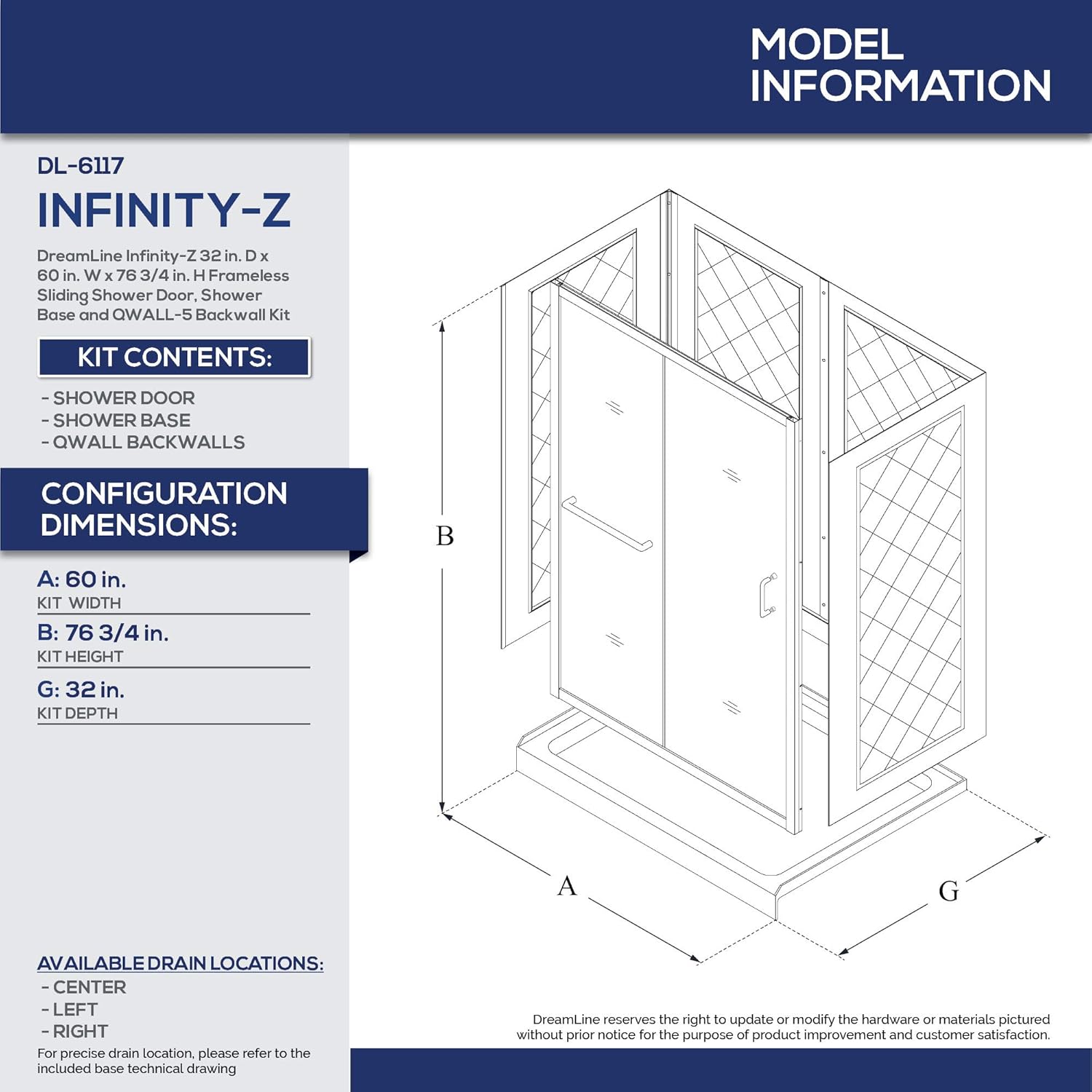 DreamLine Infinity-Z Clear Sliding Shower Door Kit Brushed Nickel