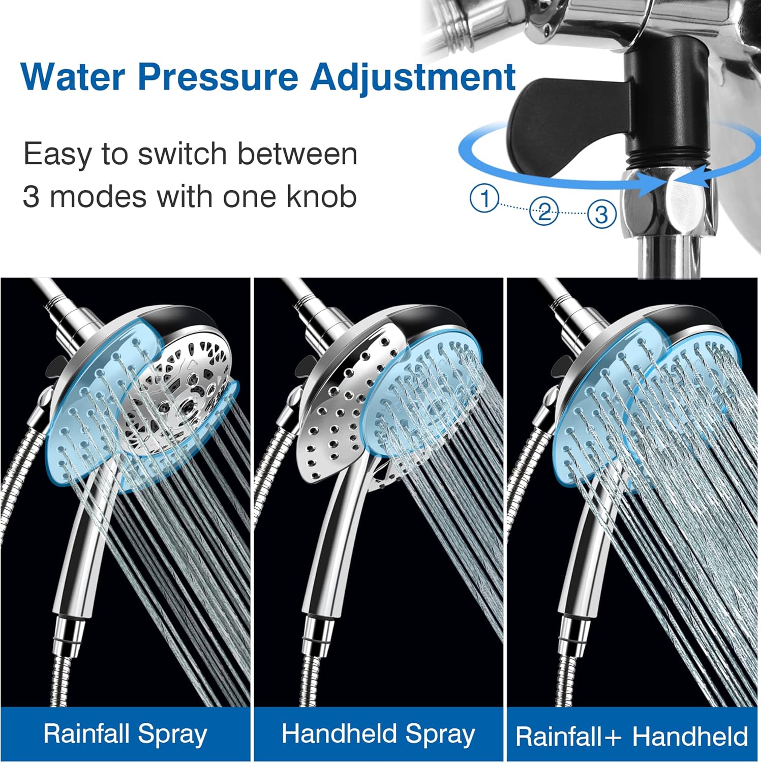 INAVAMZ 2-IN-1 High Pressure Handheld Shower Head with 59 Rotatable Hose