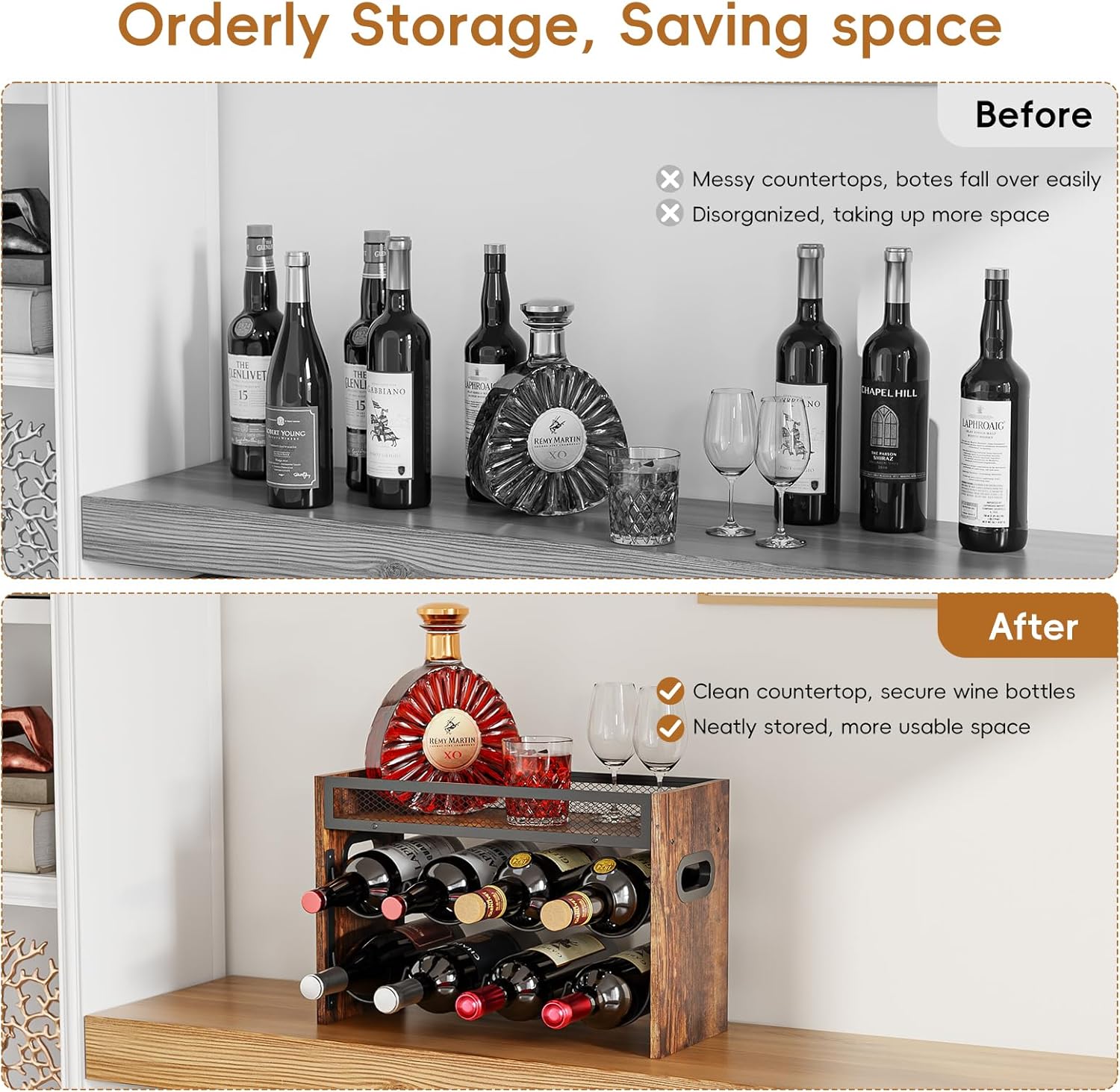 KLM 2-Tier Wine Rack Holds 8 Bottles Home Use