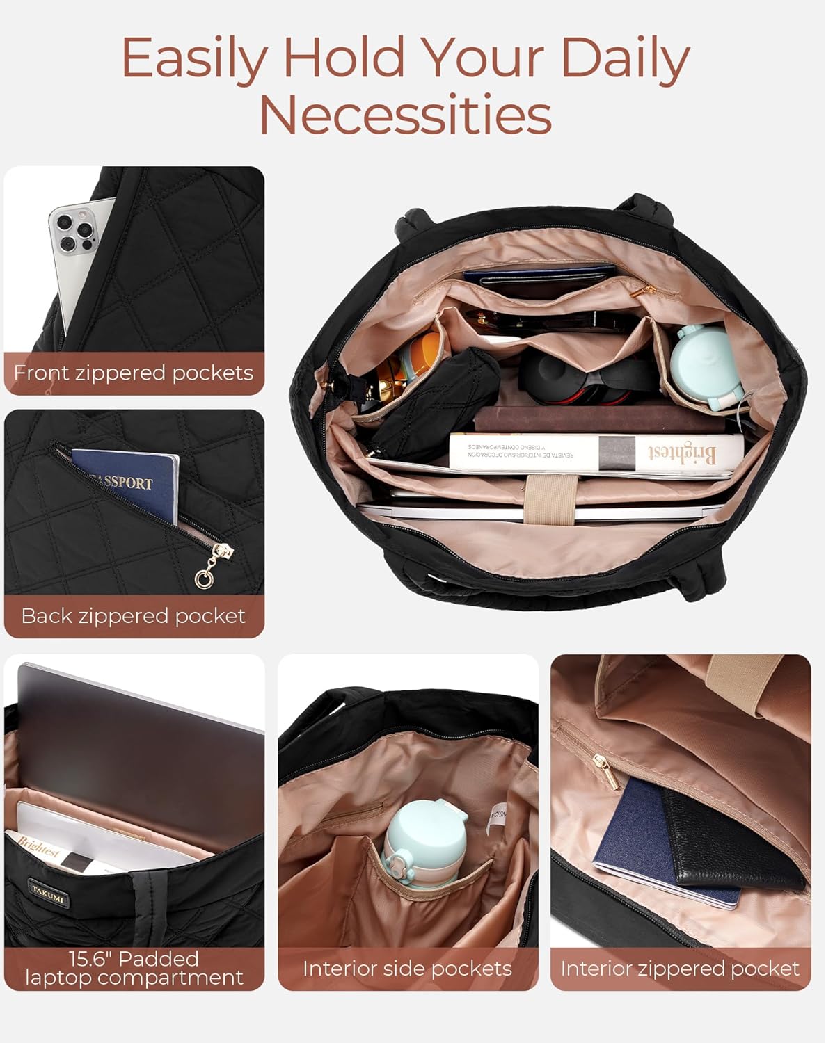 TAKUMI 3PCS Lunch Tote Bag Combo for Women