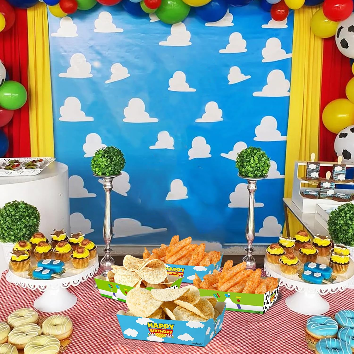 24 Pcs Cartoon Story Paper Food Trays Birthday Party Supplies