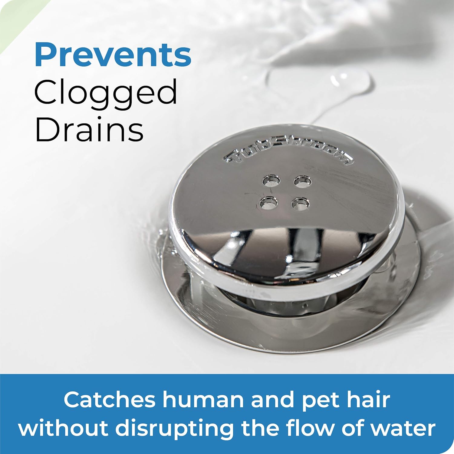 TubShroom Drain Protector - 2 Pack Chrome 15 - 175 Fit