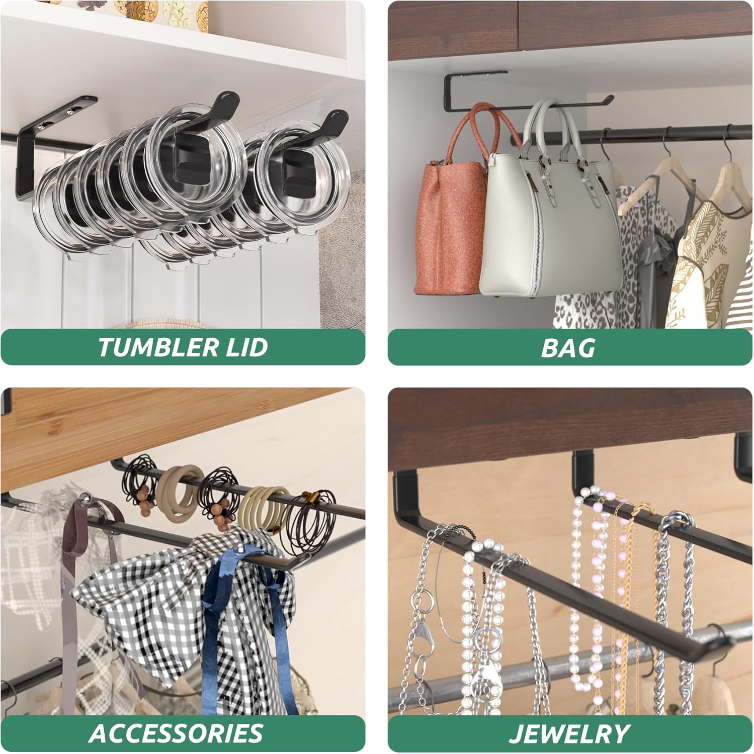 Amazer 3 Pack Mug Holder Under Cabinet Black