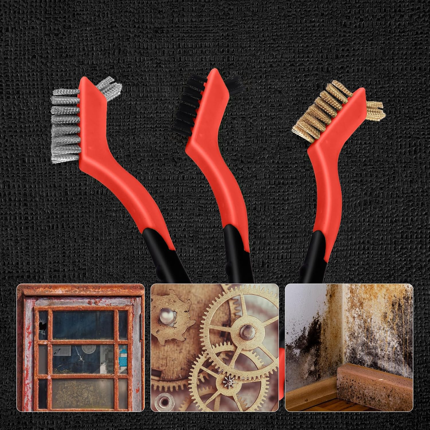 MAXMAN 3-Piece Wire Brush Set for Rust and Cleaning