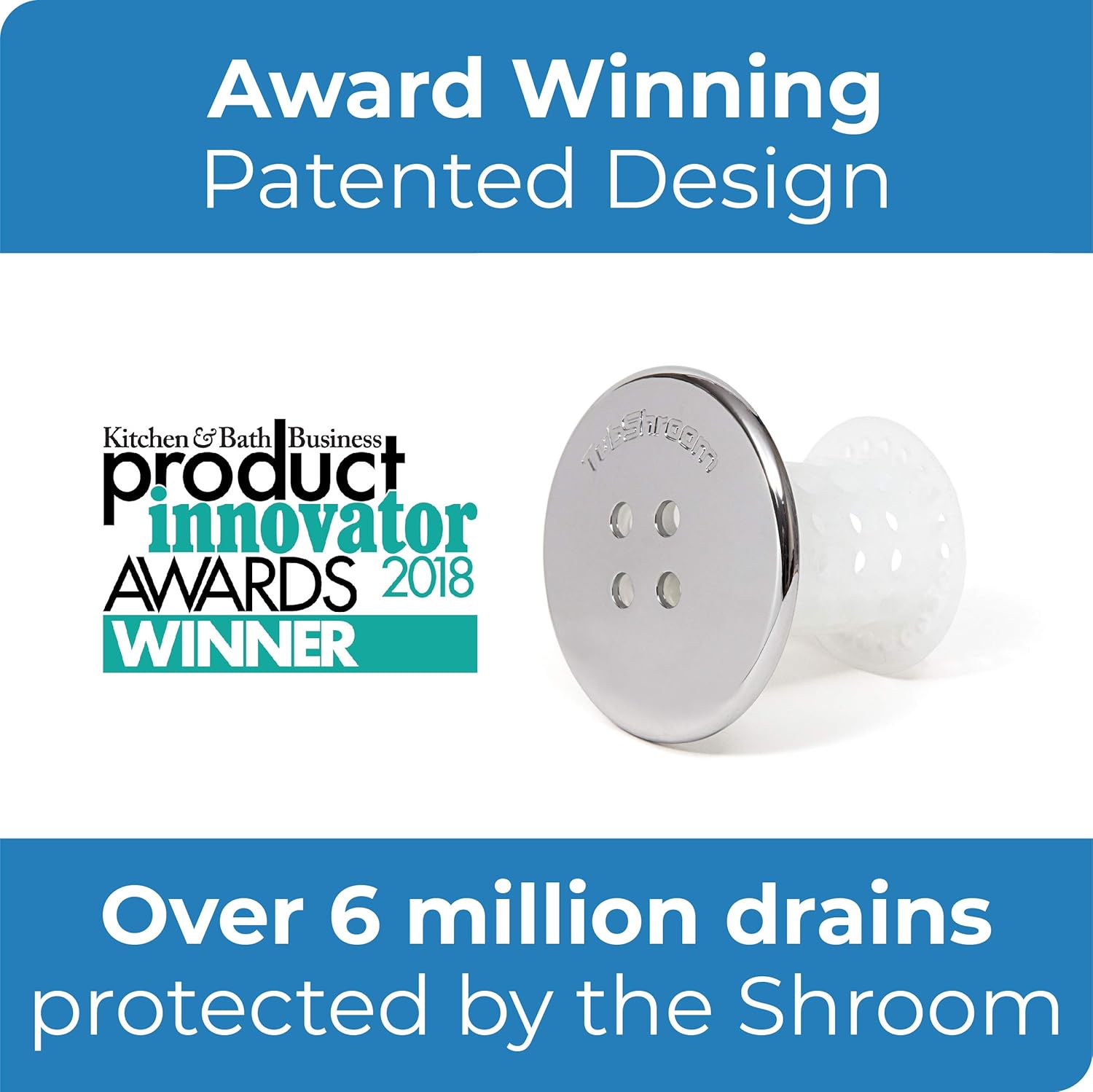 TubShroom Drain Protector - 2 Pack Chrome 15 - 175 Fit