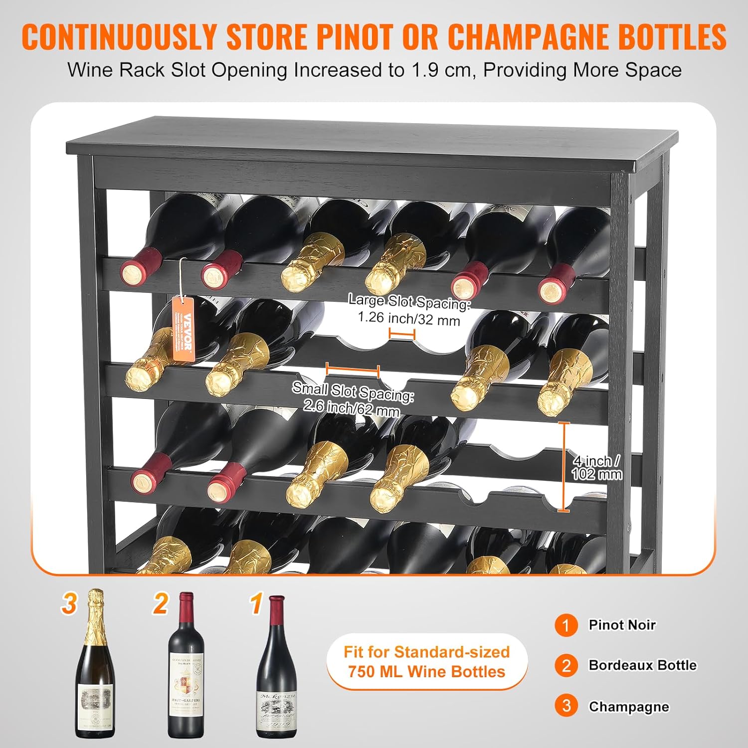 VEVOR 42-Bottle Bamboo Wine Rack 7-Tier Freestanding 1