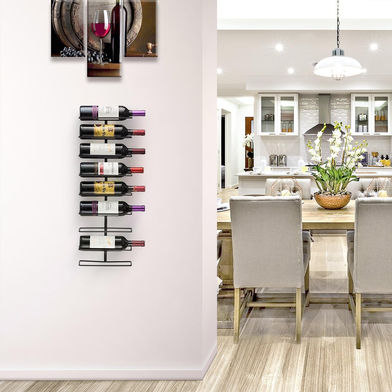 Sorbus Wall-Mounted Wine Rack 9 Bottles - Black Metal