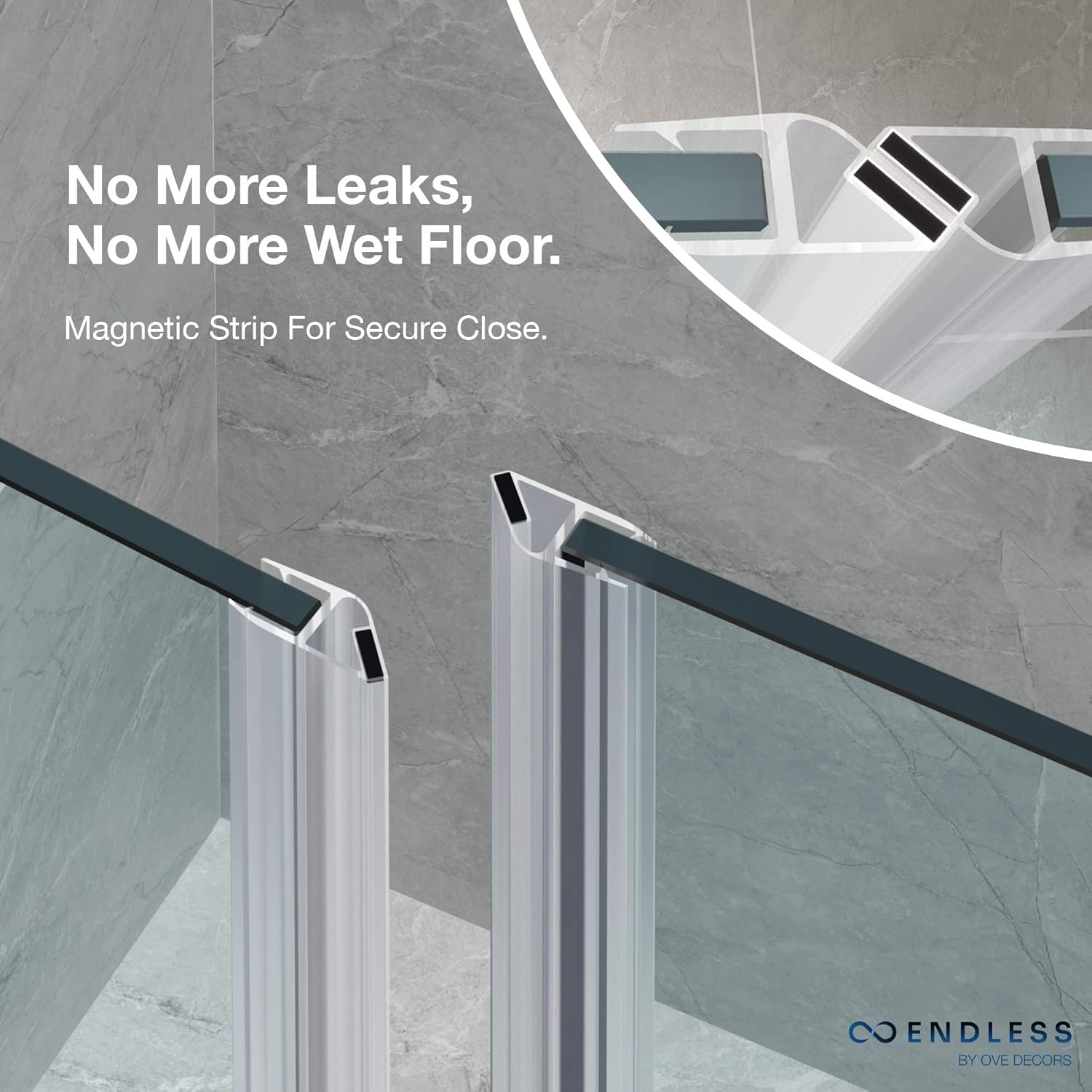 OVE Decors Frameless Pivot Shower Door Satin Nickel