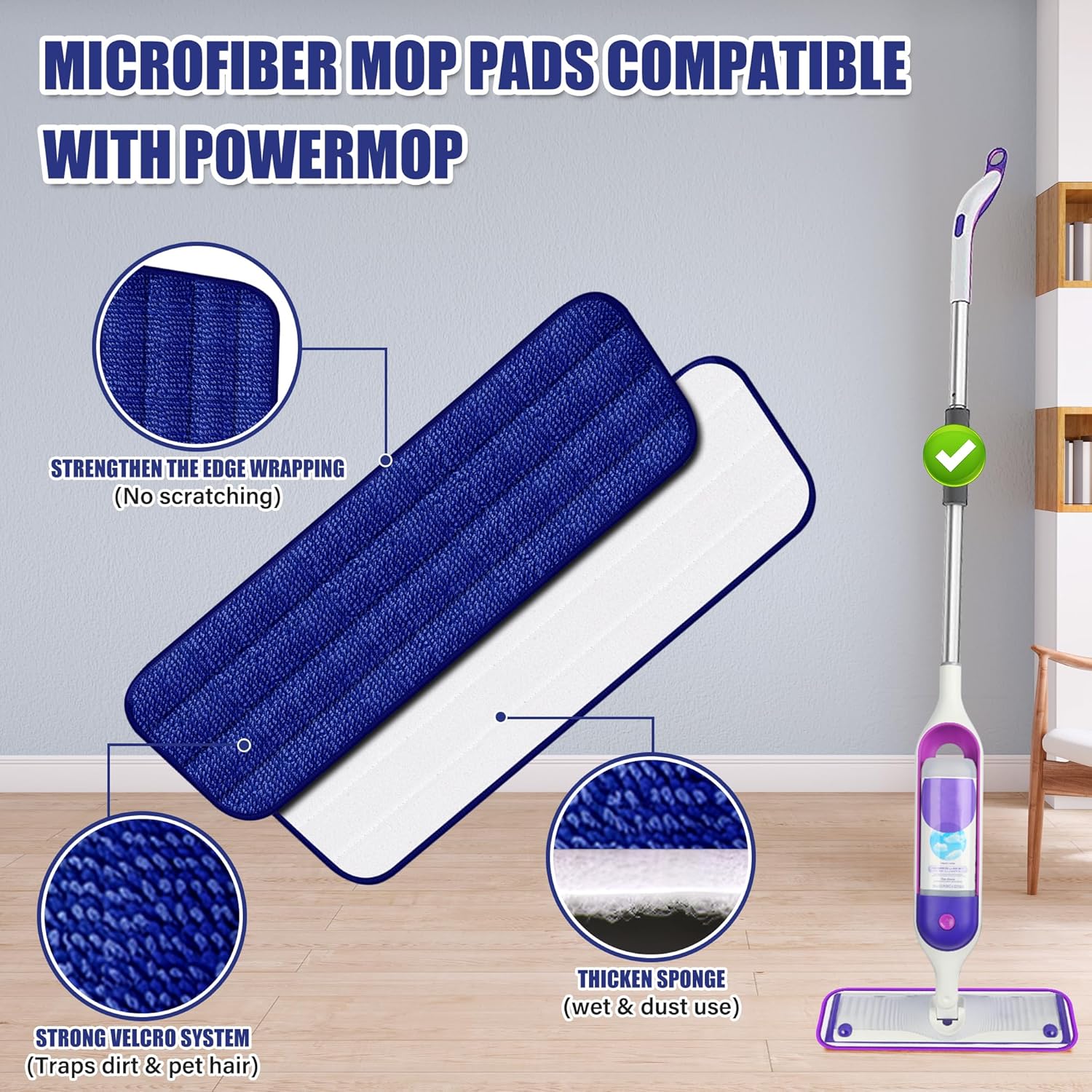 EXEGO Spray Mop with 3 Reusable Pads for Multi-Surface Cleaning