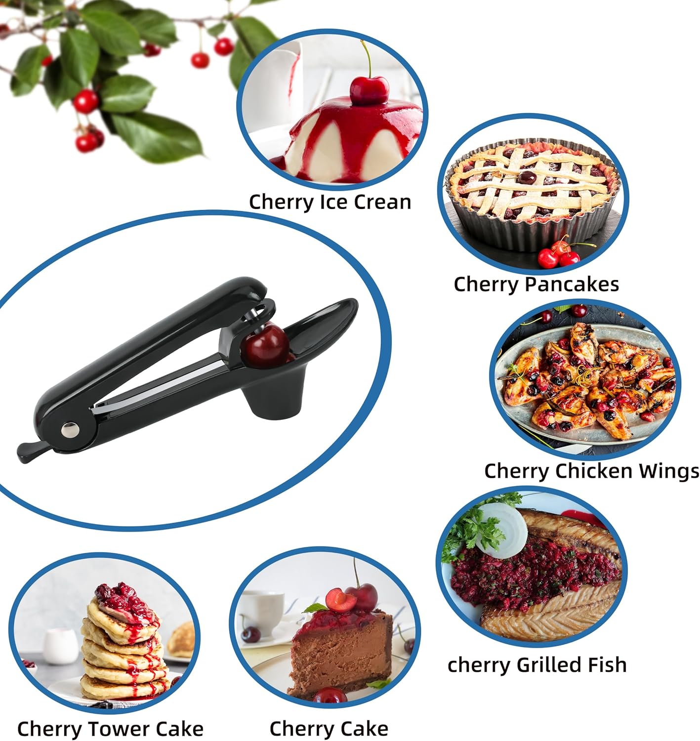 Cherry Pitter Tool with Rebound Design Black