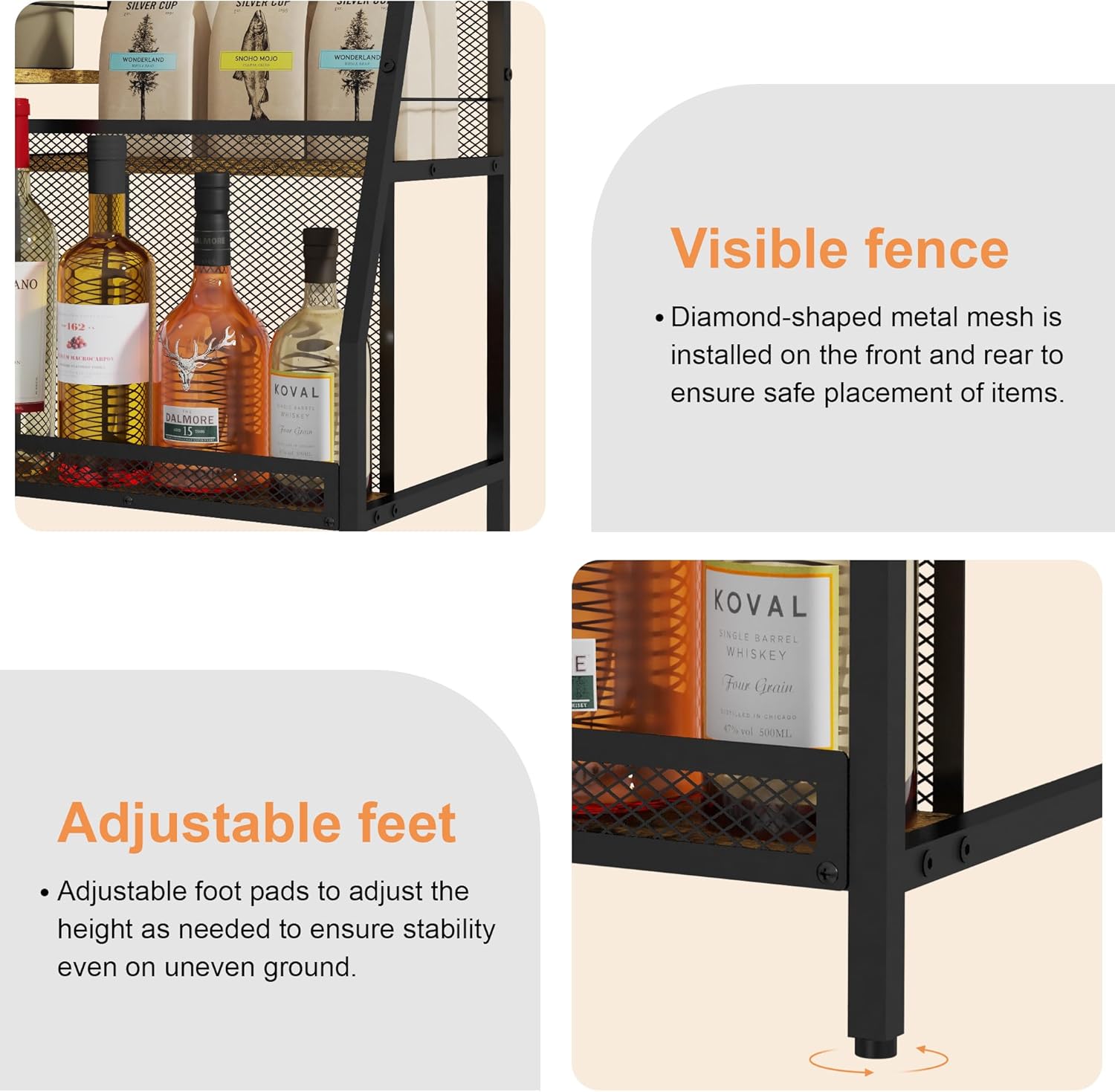 Jakyitvi 3-Tier Freestanding Wine Cabinet with Drawer