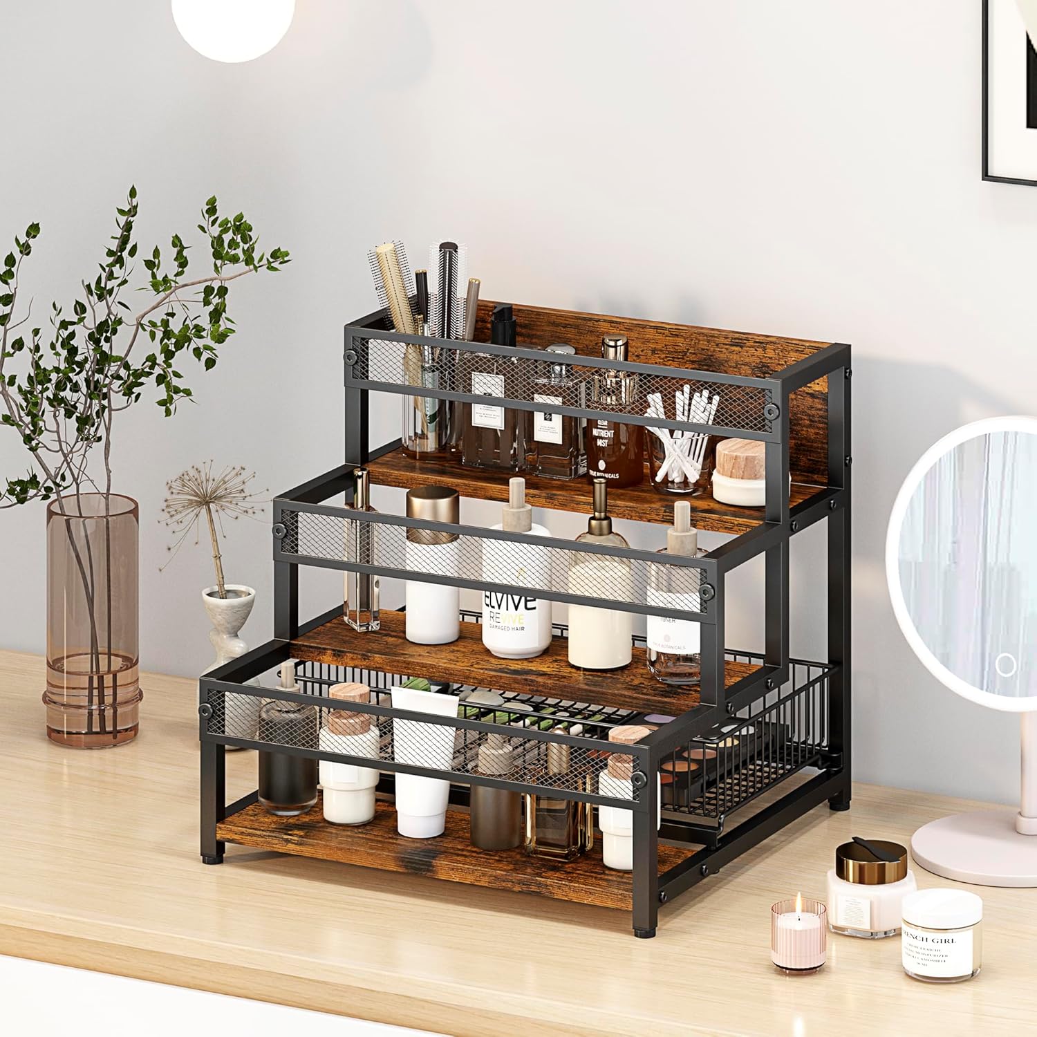 3 Tier Coffee Syrup Rack Organizer with 12 Bottle Holder