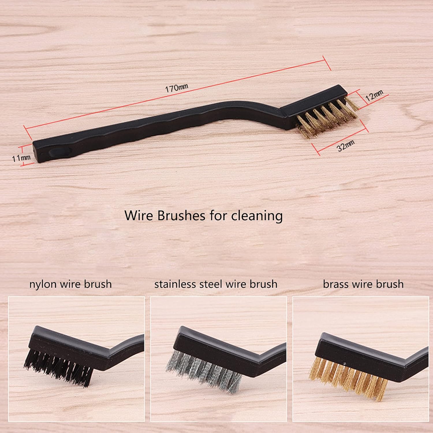 3Pcs Mini Wire Brush Set for Cleaning and Rust Removal