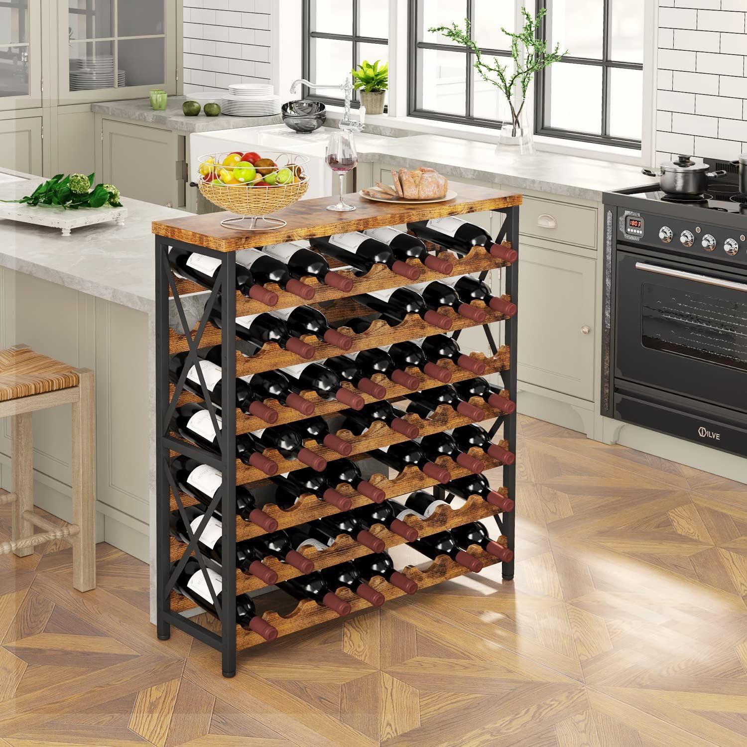 Homeiju 56-Bottle Wooden Wine Rack Freestanding