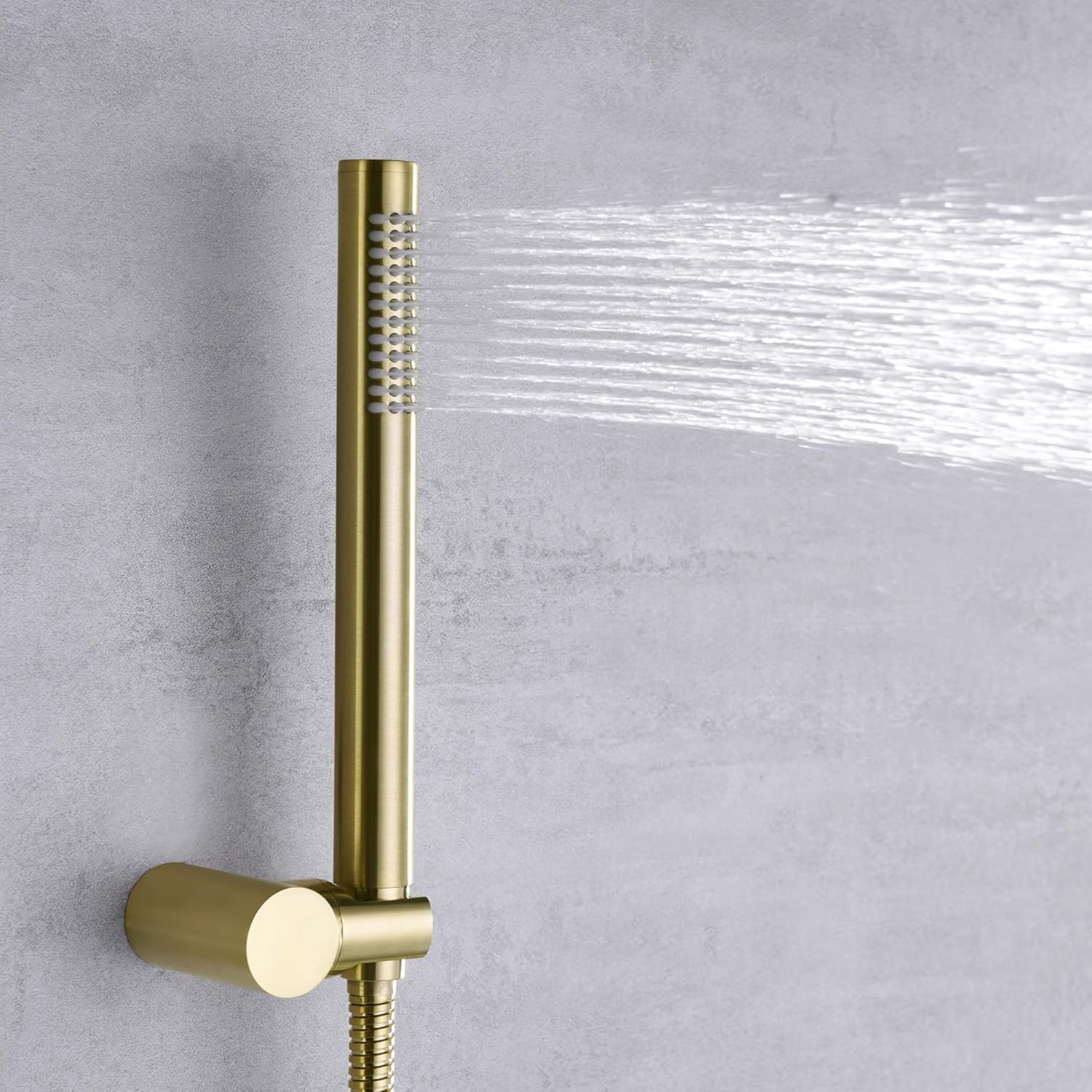 Sumerain Brushed Gold Shower System with Rain Head and Hand Shower
