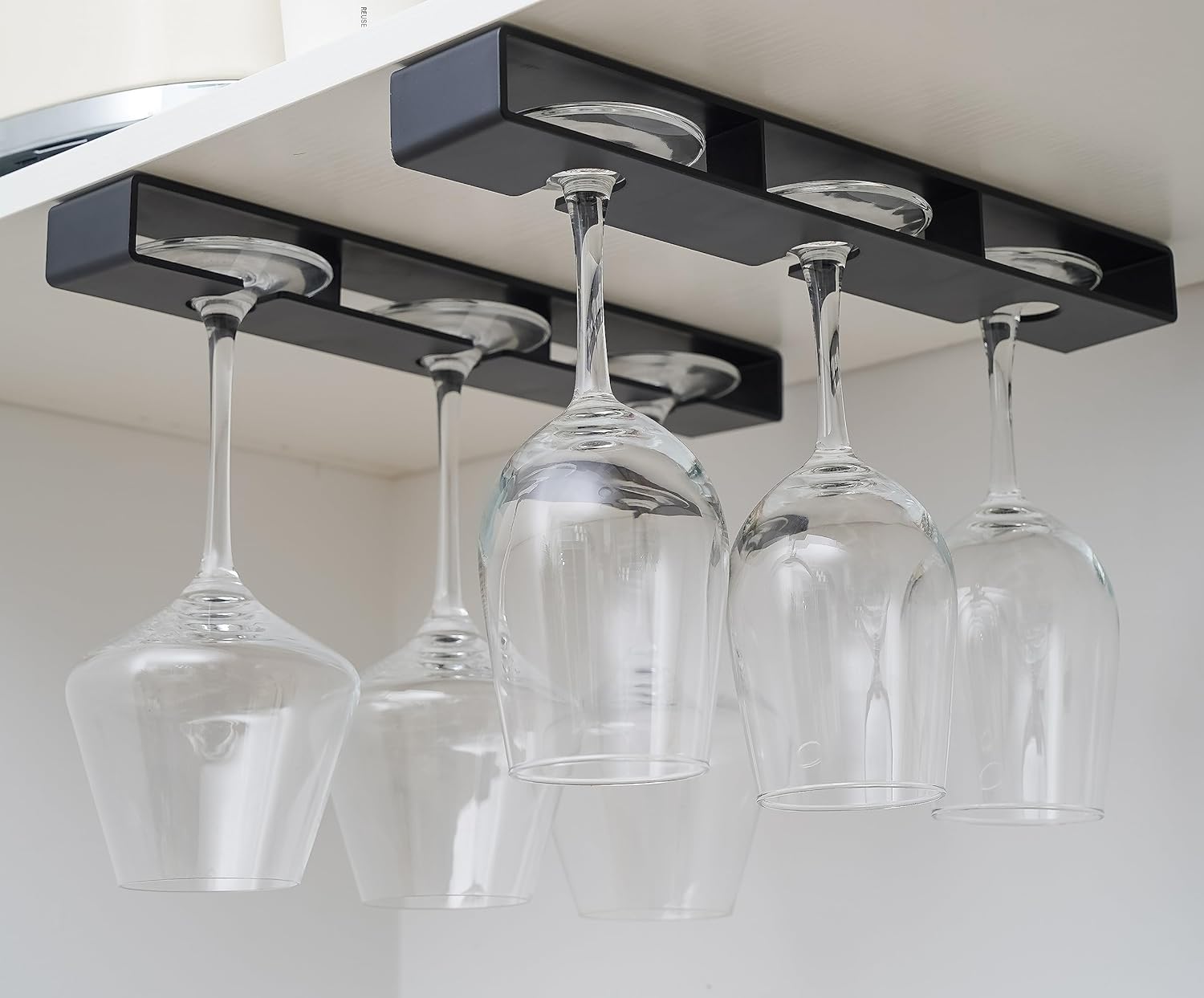 2Pack Wine Glass Holder Under Cabinet Stemware Rack Black