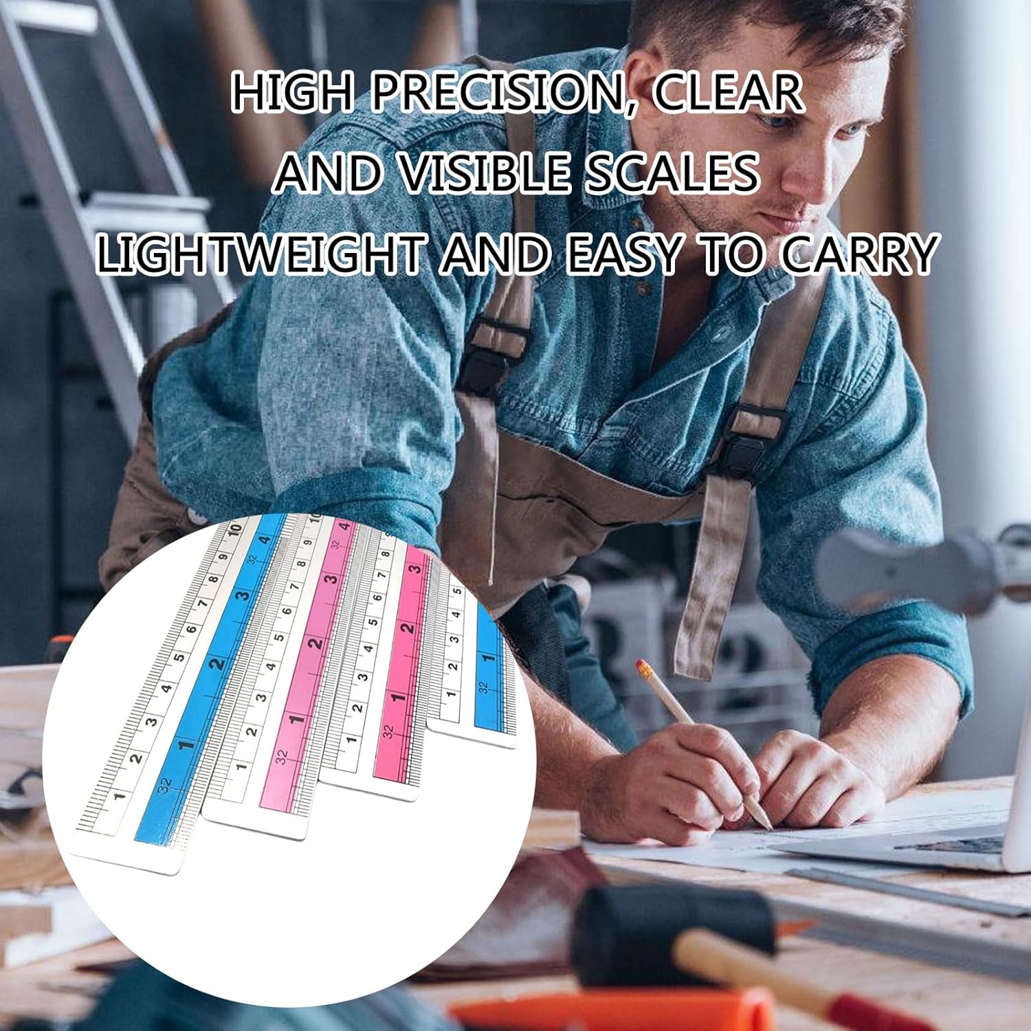 RGYBAO Metal Straight Edge Ruler - Double Side Metric
