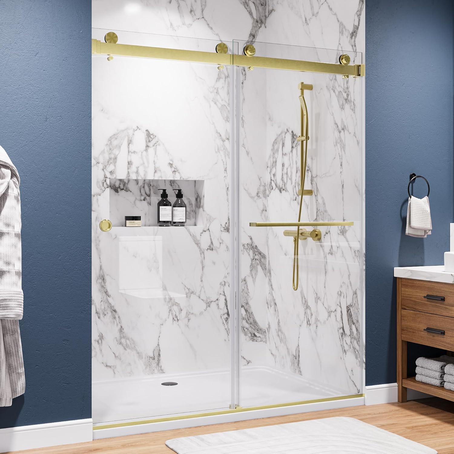 Frameless Shower Door 55-59 x 72 Reversible Installation