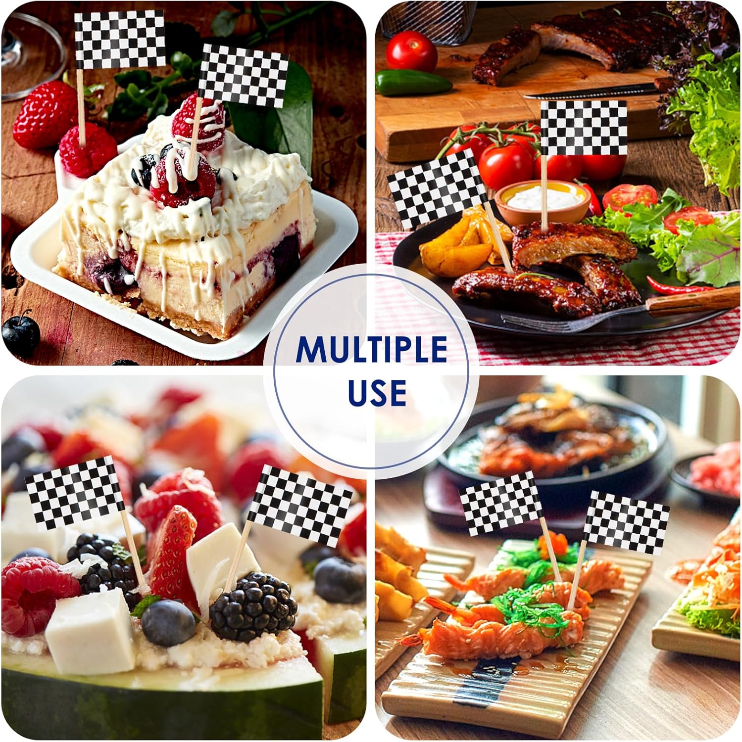 AhfuLife 100 Pcs Checkered Racing Flags Toothpick