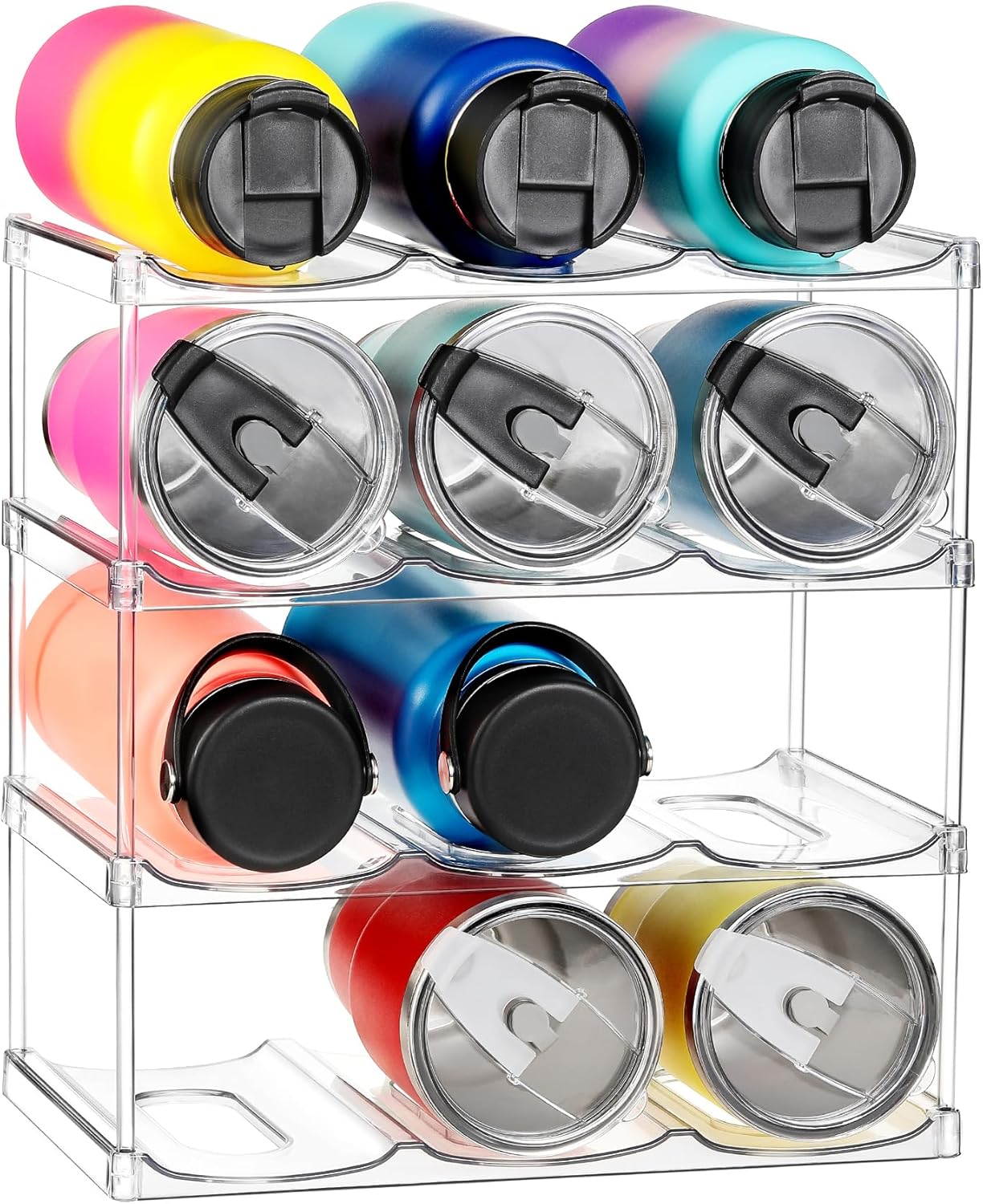 4 Tier Clear Water Bottle Organizer for Stanley and YETI Tumblers