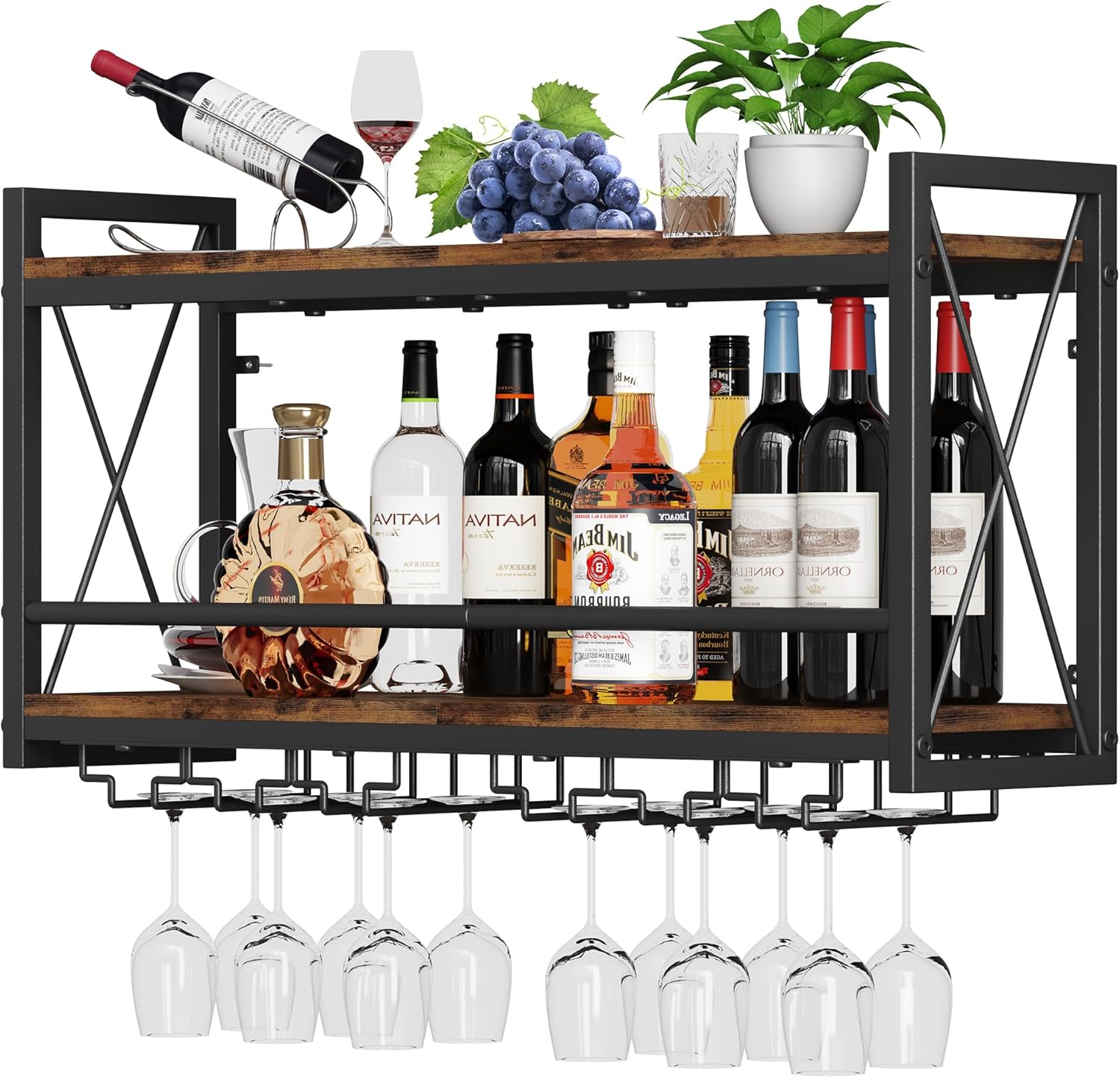Homeiju Wall Mounted Wine Rack Glass Holder