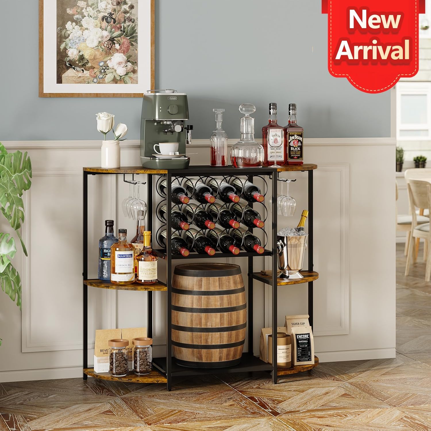 JKsmart Wine Bar Cabinet with LED Lights