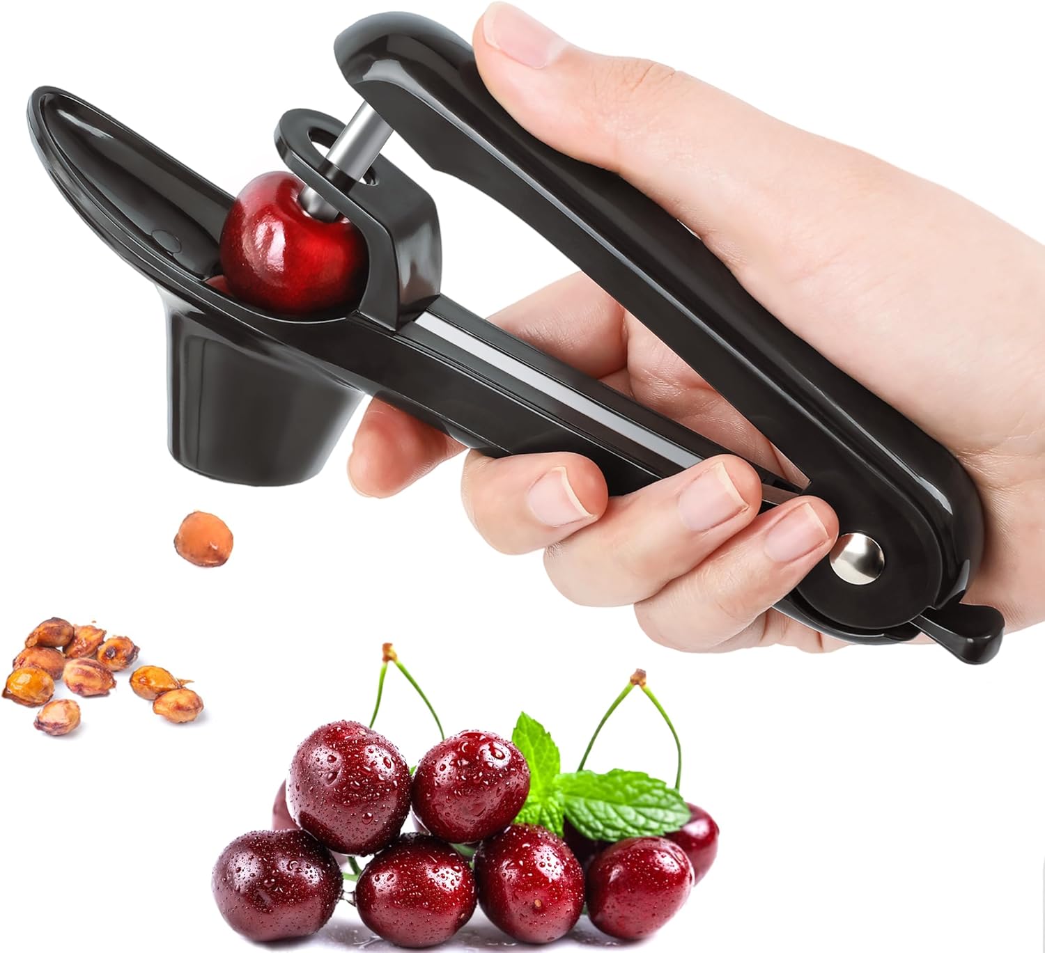 Cherry Pitter Tool with Rebound Design Black