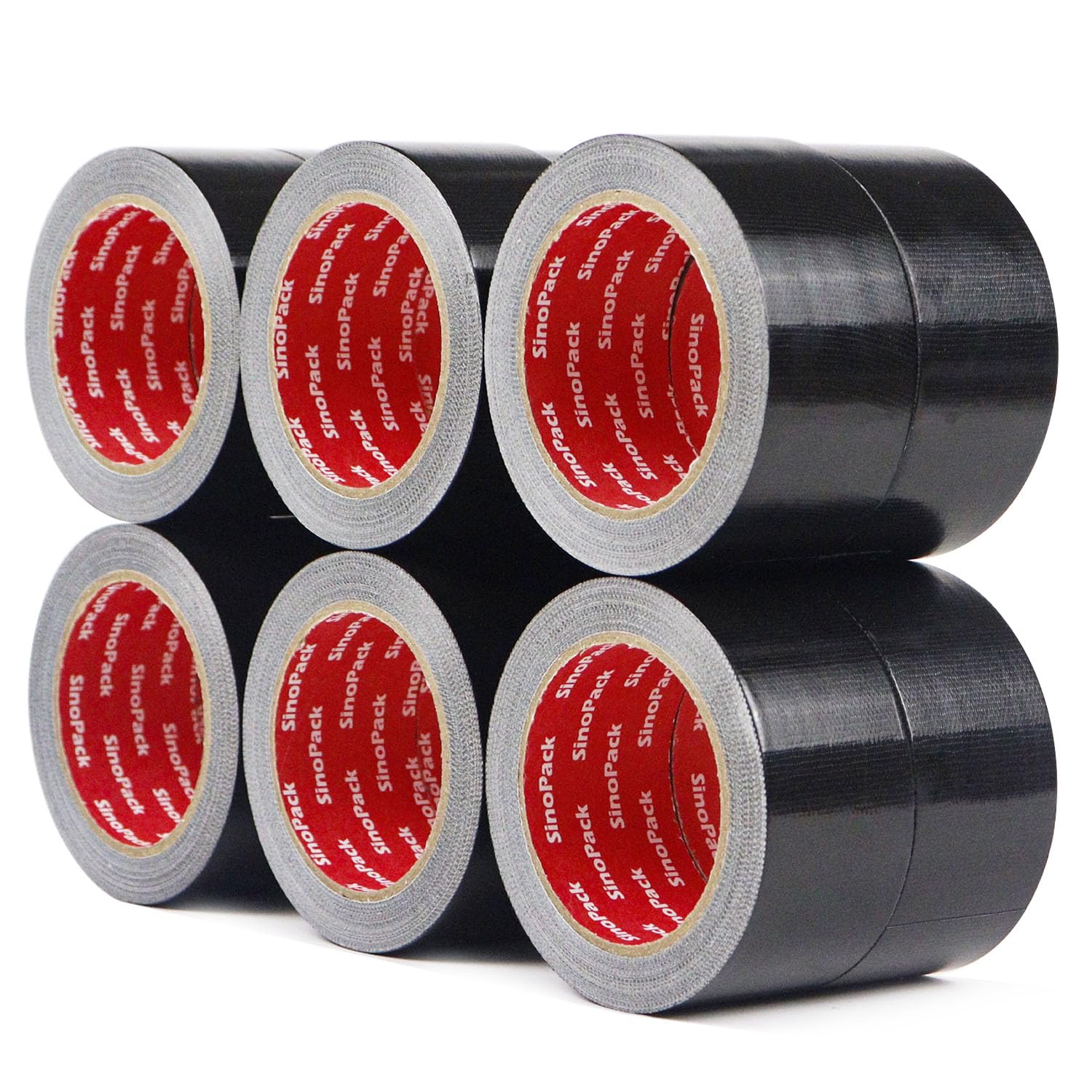 SinoPack Duct Tape 12 Pack Heavy Duty Waterproof Black No Residue