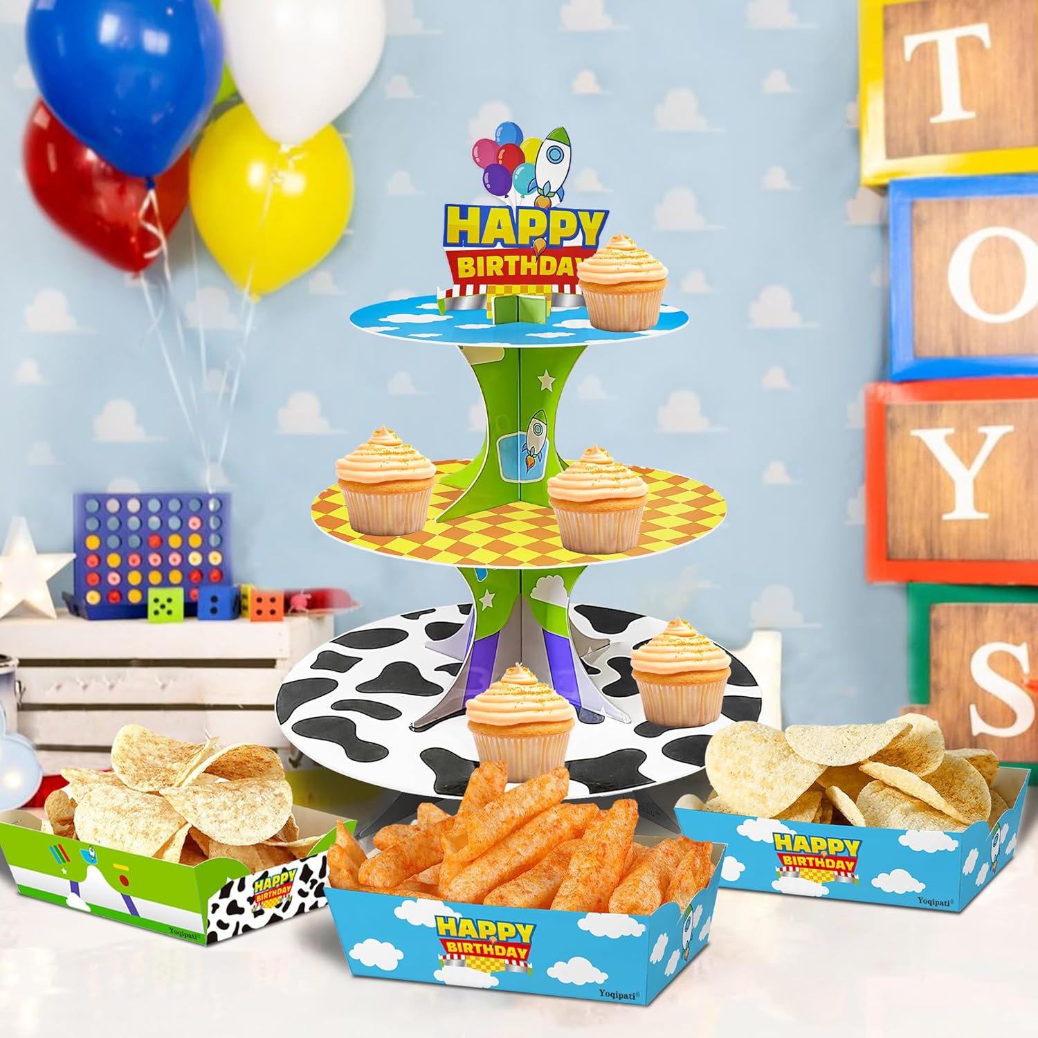 24 Pcs Cartoon Story Paper Food Trays Birthday Party Supplies