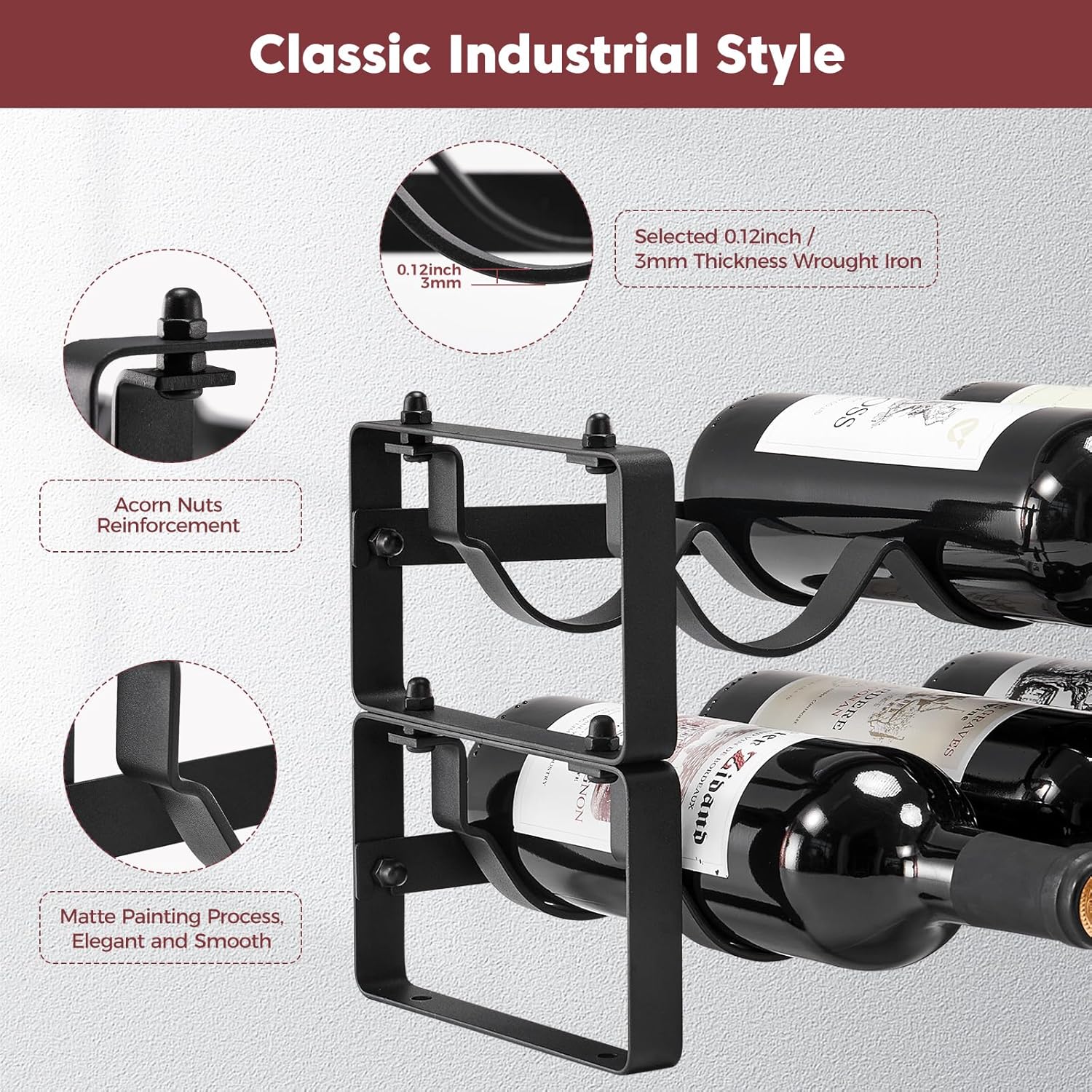 Stackable Wine Rack with 3 Installation Styles