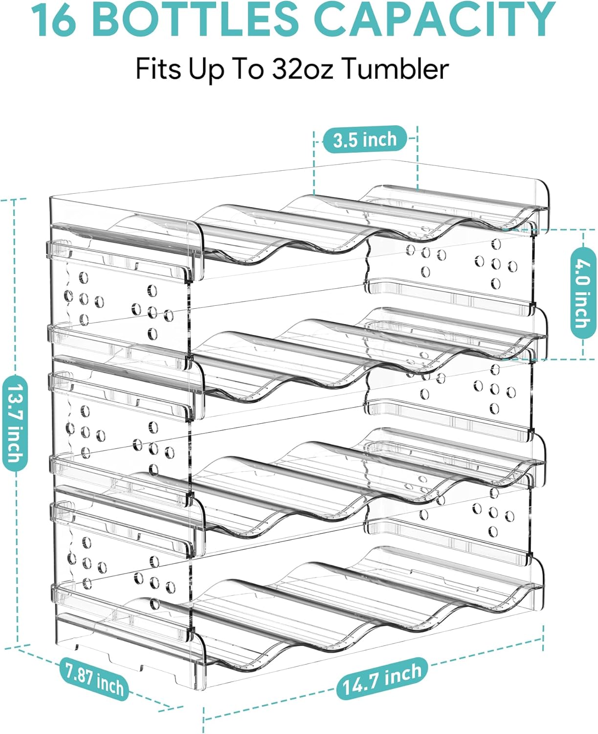 4 Tier Water Bottle Organizer for 16 Bottles