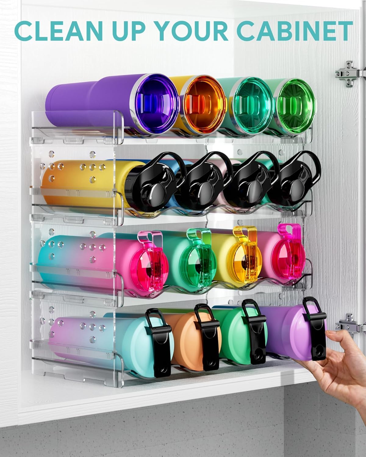 4 Tier Water Bottle Organizer for 16 Bottles