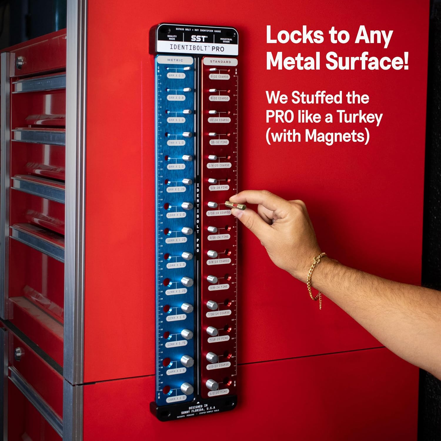 Identibolt PRO Thread Checker - 28 Sizes Metric Imperial Magnetic Mount
