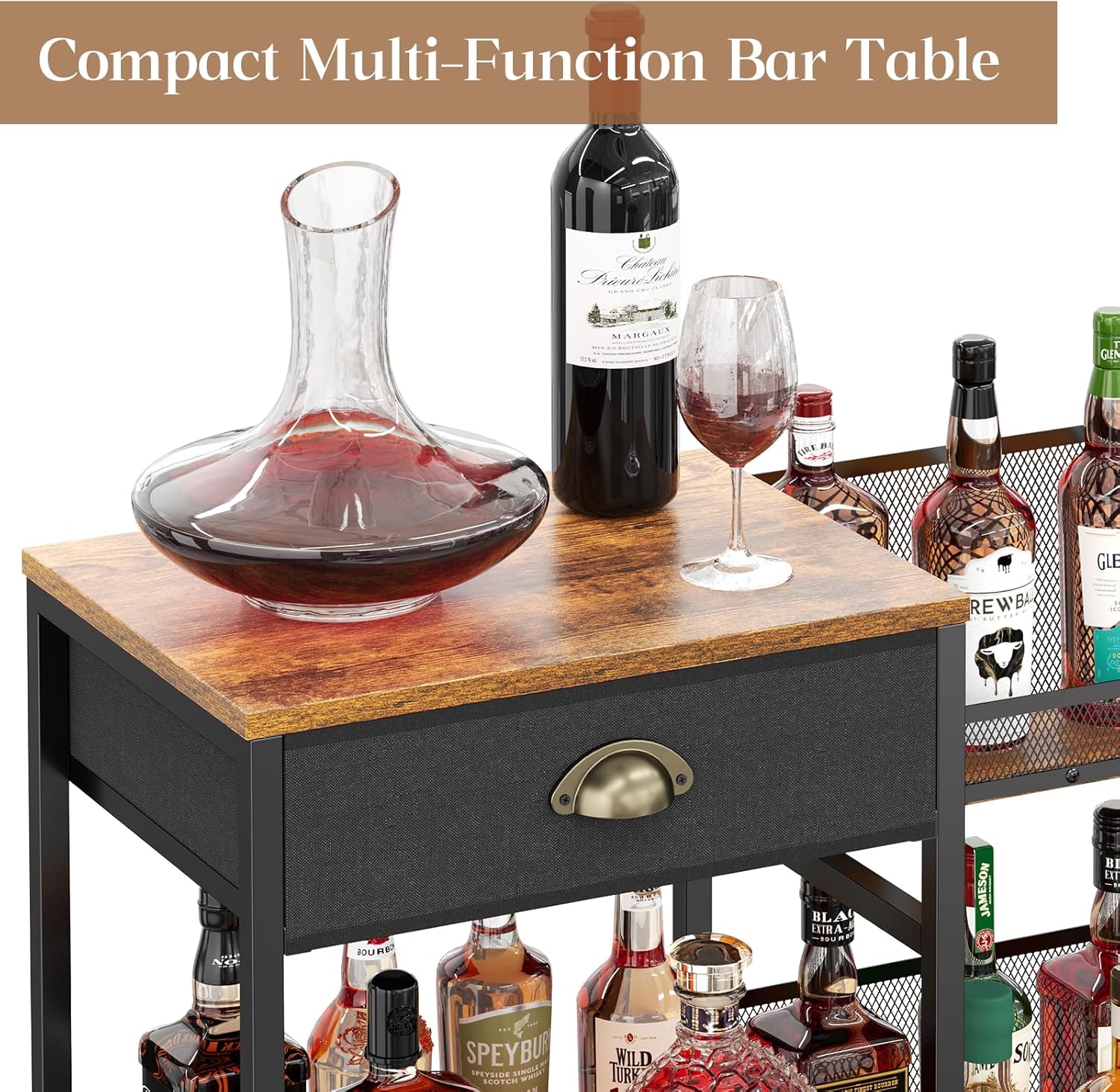 Jakyitvi 3-Tier Freestanding Wine Cabinet with Drawer