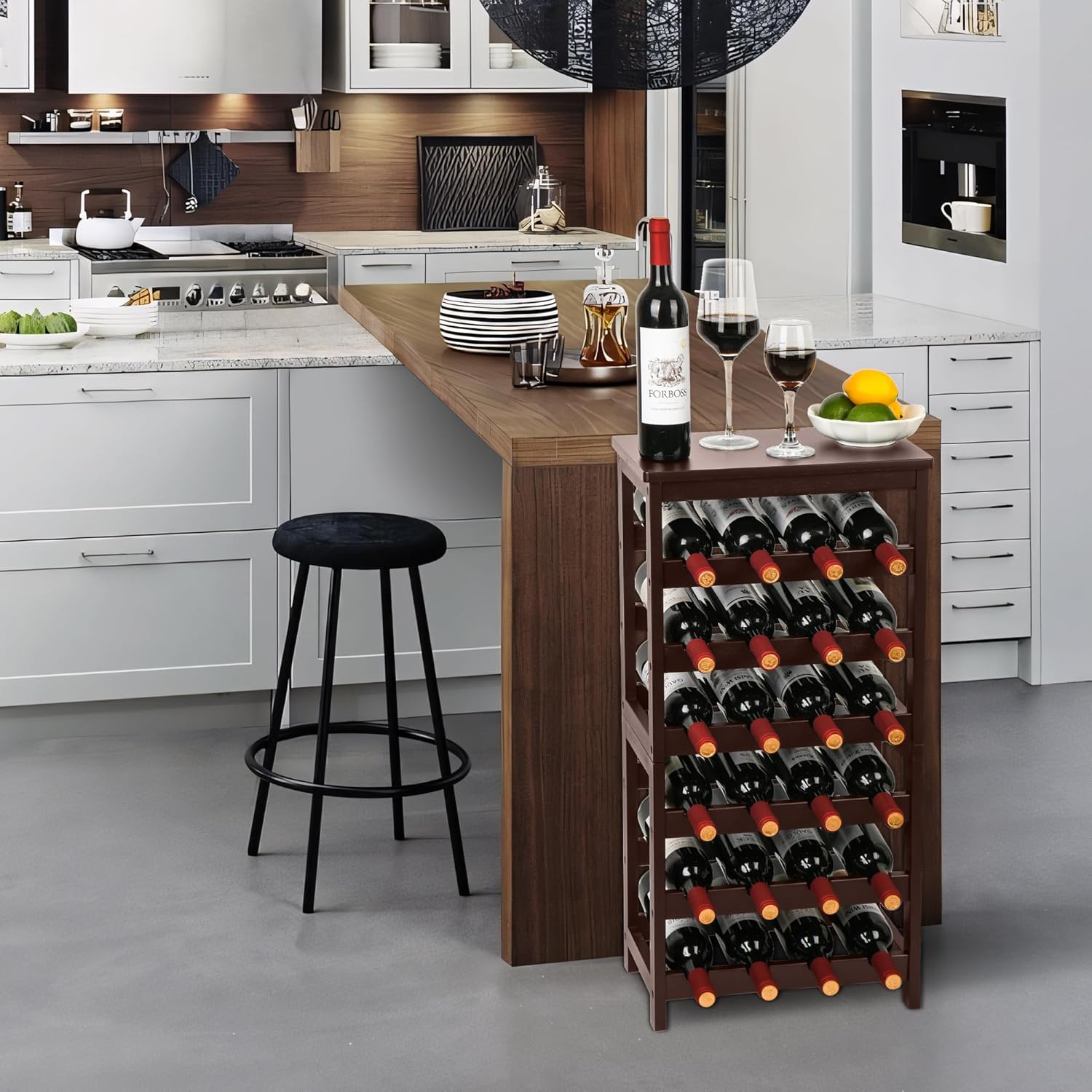 VASMIA 6-Tier Bamboo Wine Rack for 24 Bottles