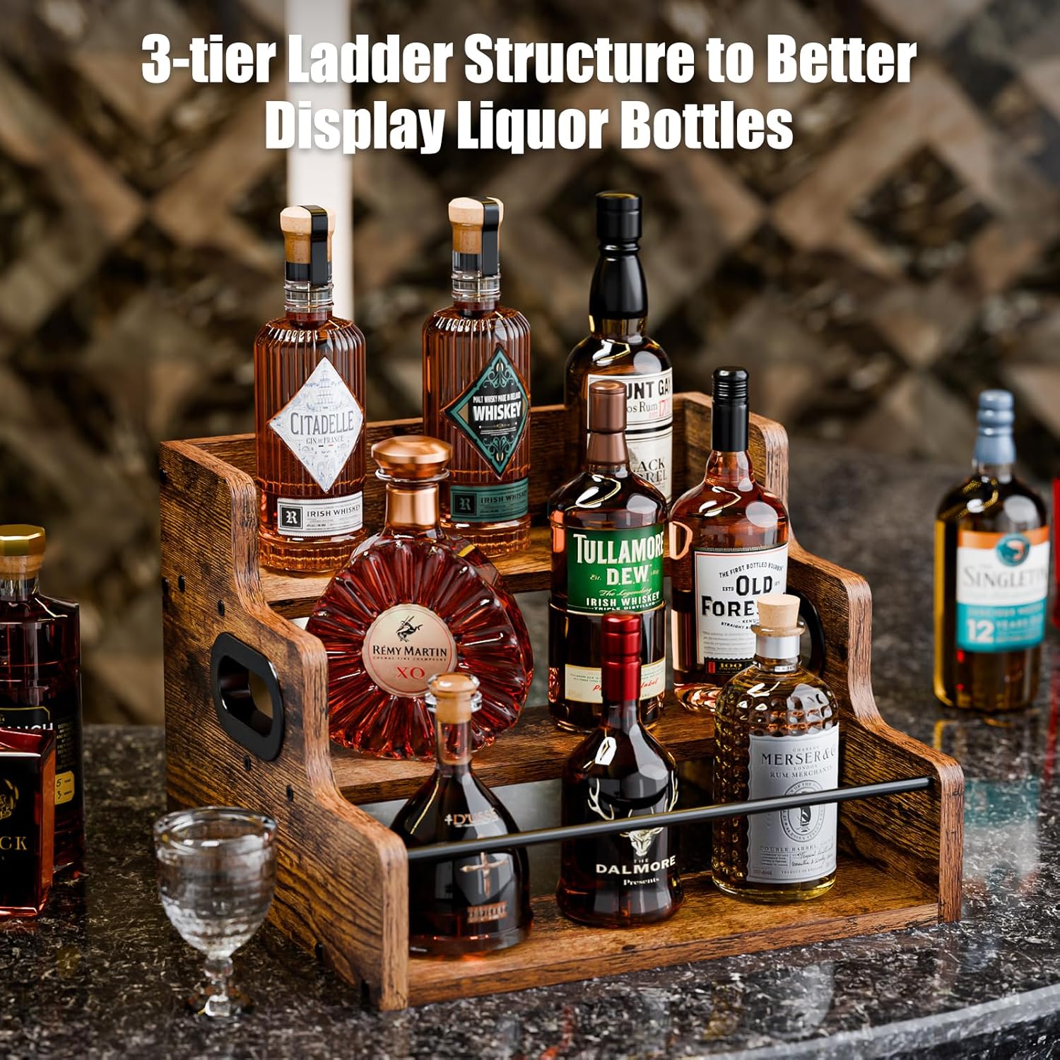 KLM 3-Tier Liquor Display Wine Rack Shelf Organizer
