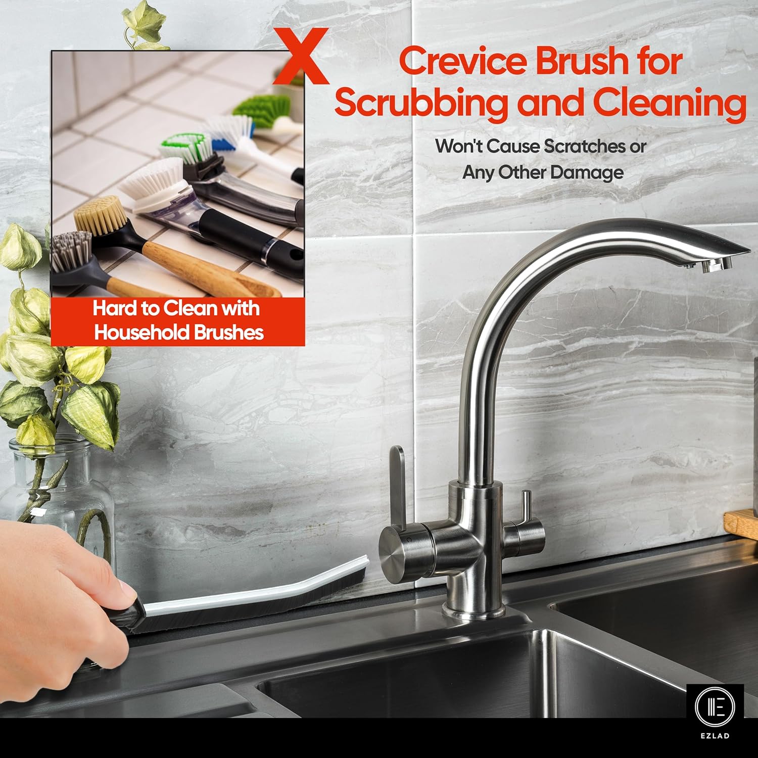 EZLAD 5 Pcs Hard Bristle Crevice Cleaning Brush Set