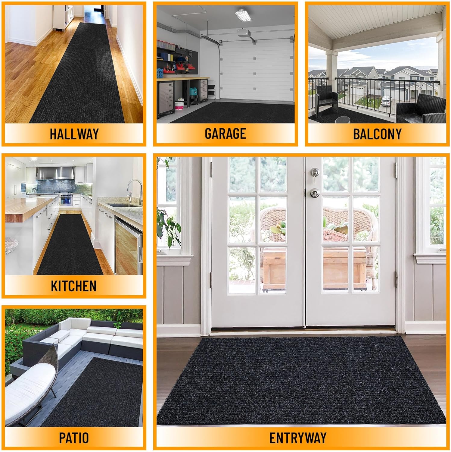 Ottomanson 27 x 910 Black Hallway Runner