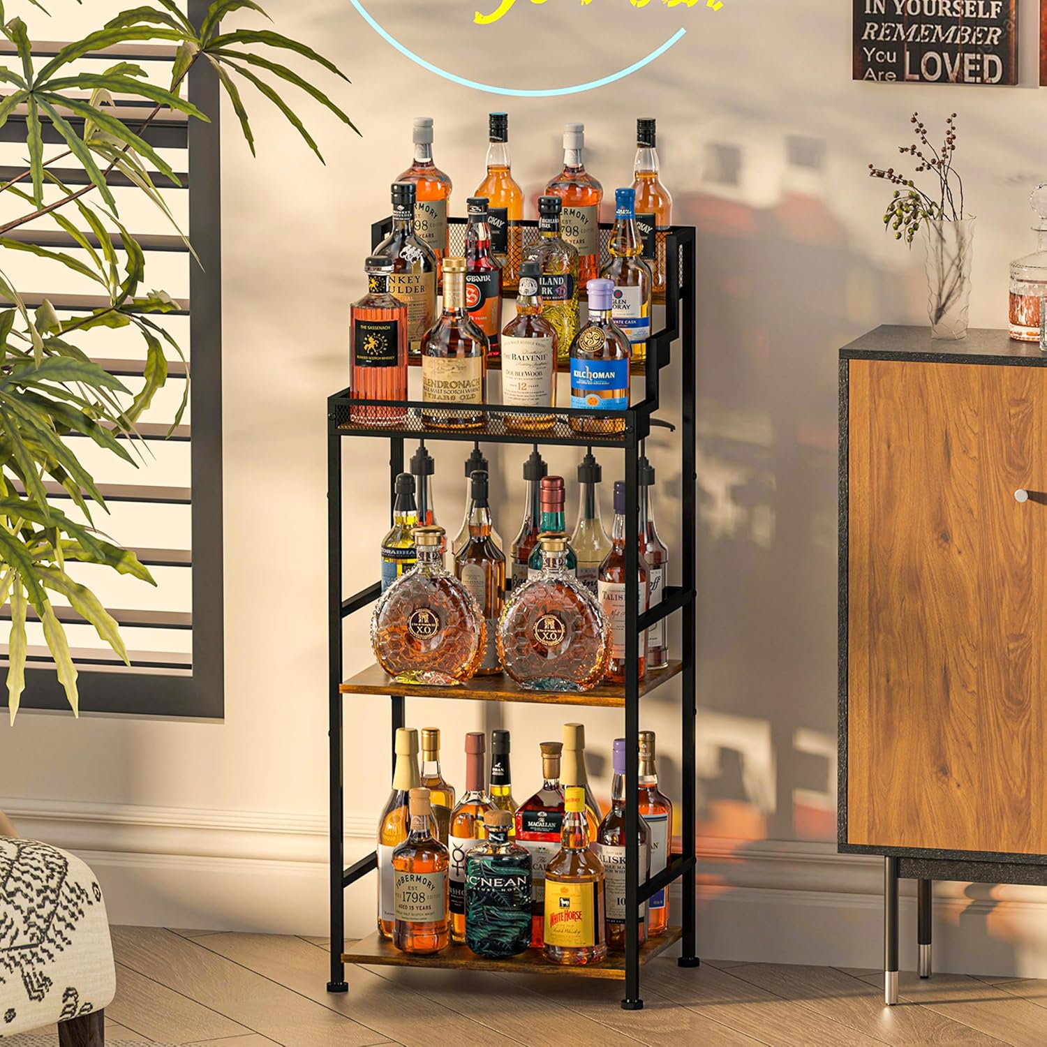 Jsskeeim Freestanding Trapezoidal Liquor Cabinet