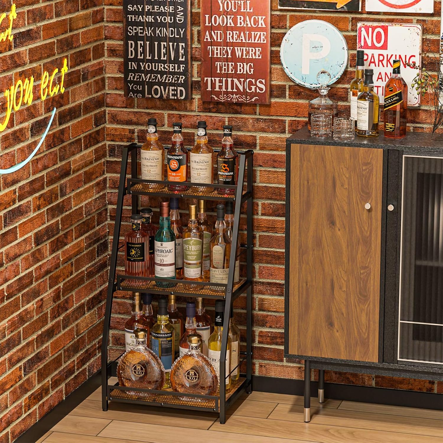 3-Tier Trapezoid Liquor Stand for Home Bar