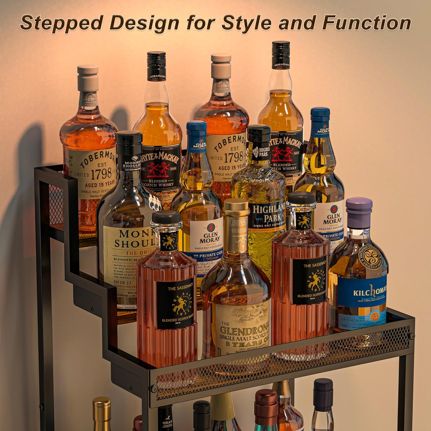 Jsskeeim Freestanding Trapezoidal Liquor Cabinet