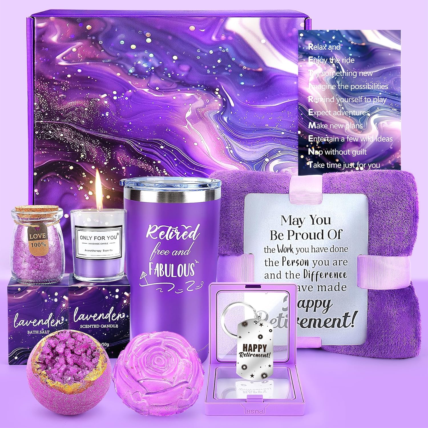 LOMEVE Purple Retirement Gifts Basket for Women