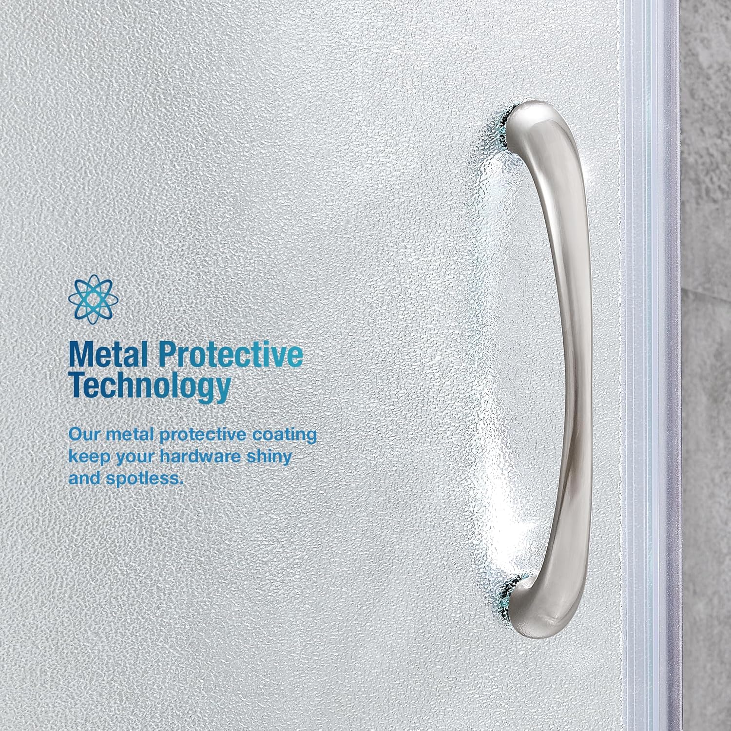 Rounded Frosted Glass Corner Shower Kit with Satin Nickel Hardware